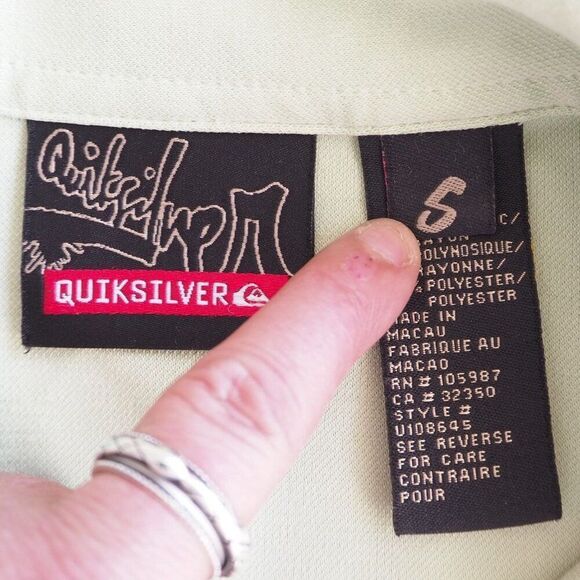 Quicksilver Vintage Y2K Collared Button-up SS Shirt Mint Green Men's Small (S) - Picture 4 of 8